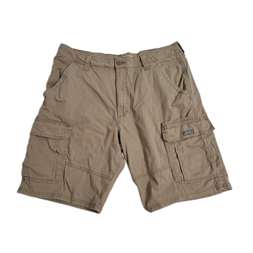 Wrangler Cargo Shorts Men's 36 Khaki Brown Safari Utility Pockets Work Trail